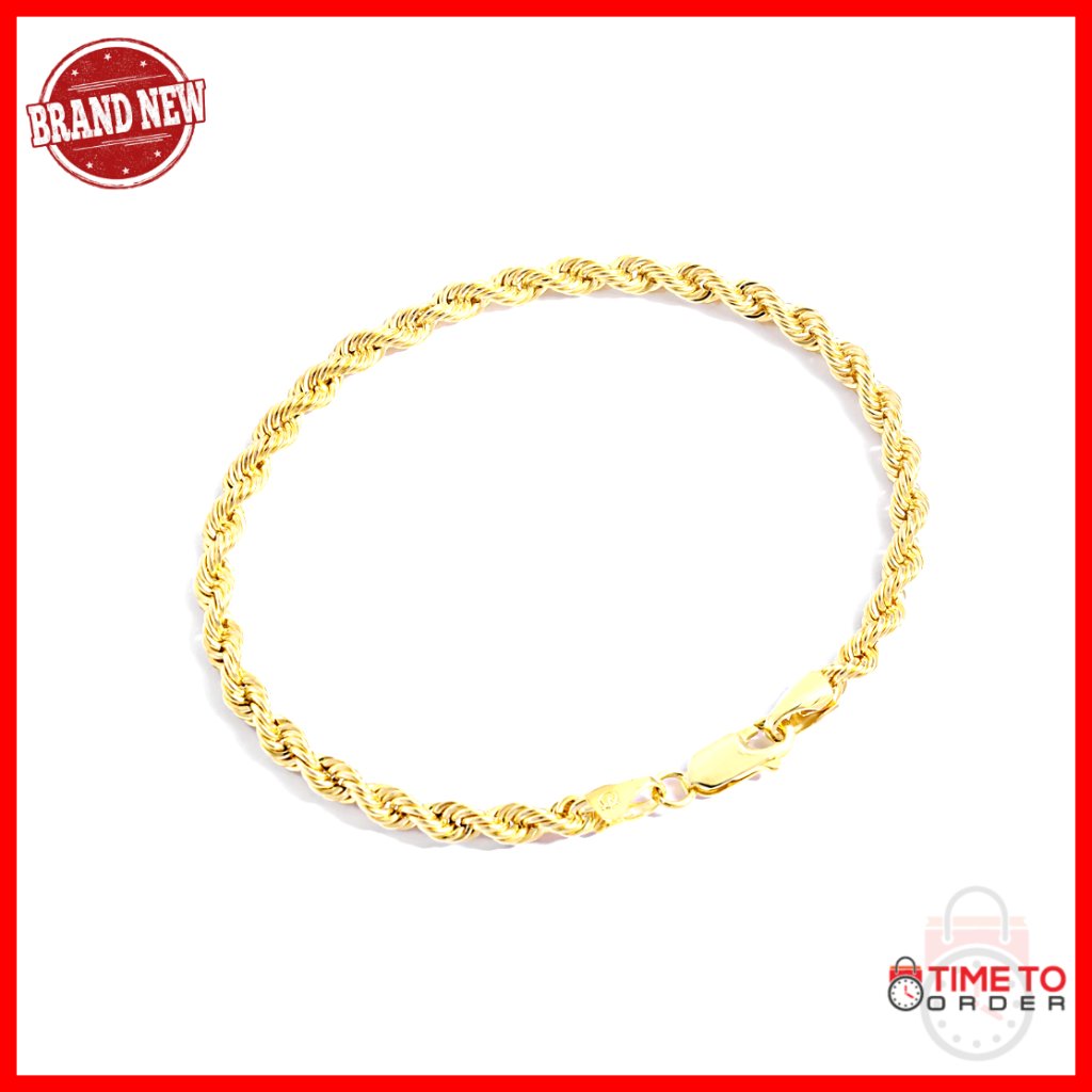 14k Gold Filled Rope Chain Bracelet, Lobster Claw Clasp, Unisex Sizes